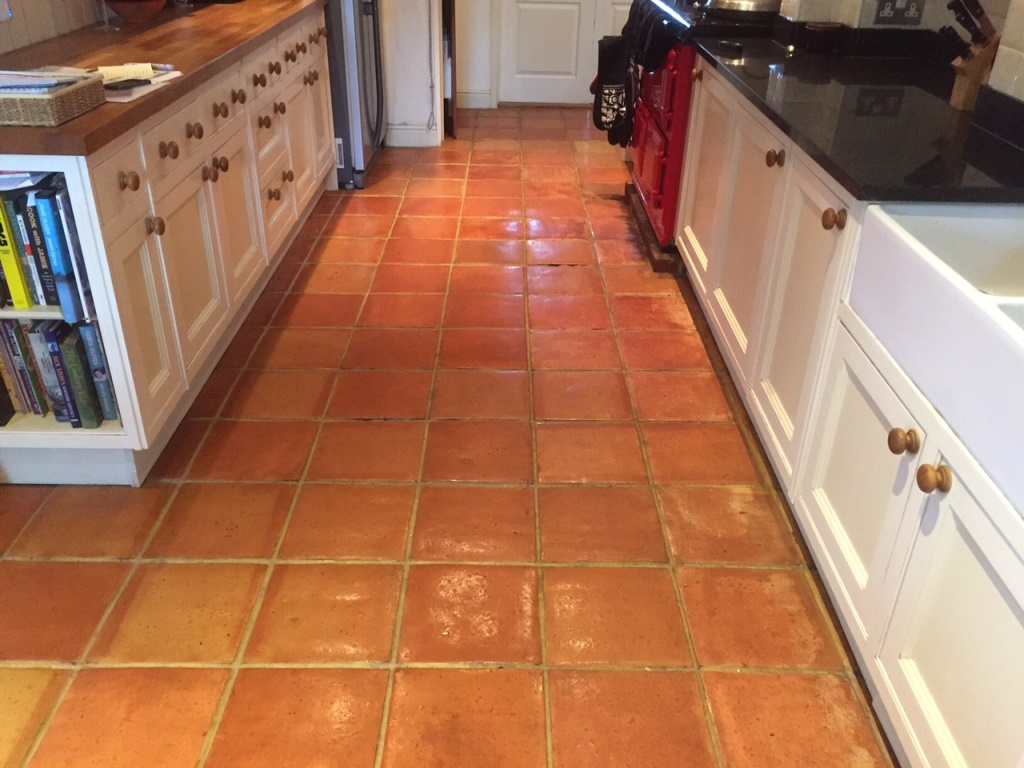 Terracotta Floor With Efflorescence in Lymington Before