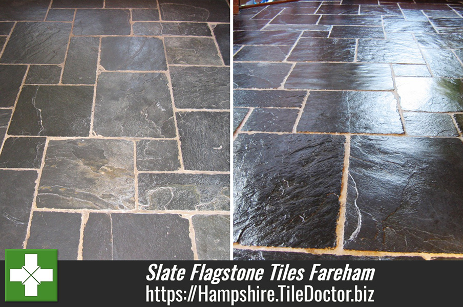 Cleaning & Sealing Slate Flagstone Tiles in Fareham