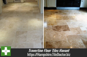 Cleaning & Sealing Travertine Floor Tiles in Havant