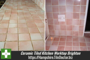 Cleaning a Ceramic Tiled Kitchen Worktop in Brighton