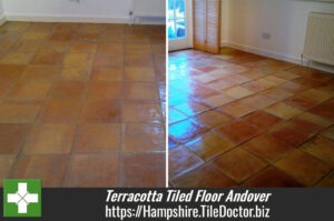 Terracotta Tiled Floor Cleaned and Sealed in Andover, Hampshire