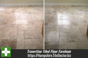 Travertine Tiled Floor Maintenance in Fareham