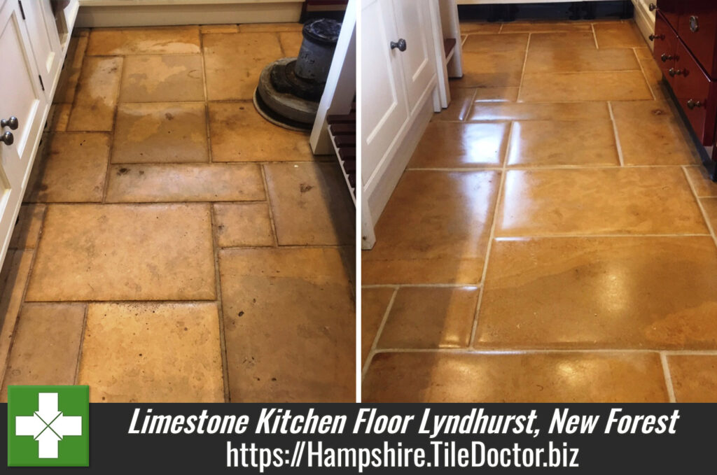 Limestone Kitchen Floor Polished in Lyndhurst, New Forest