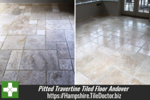 Pitted Travertine Tiled Floor Rejuvenated in Andover