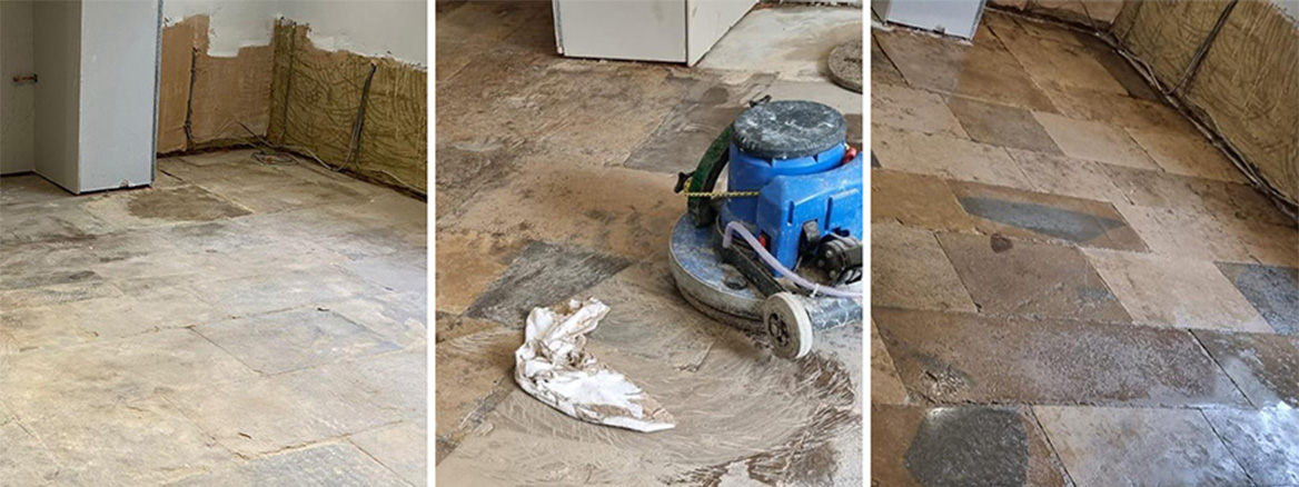 Neglected Flagstone Kitchen Floor Restoration in Fareham