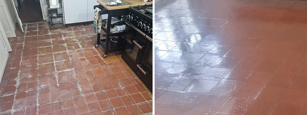 Renovating a Glue Stained Quarry Kitchen Tiled Floor in Bordon