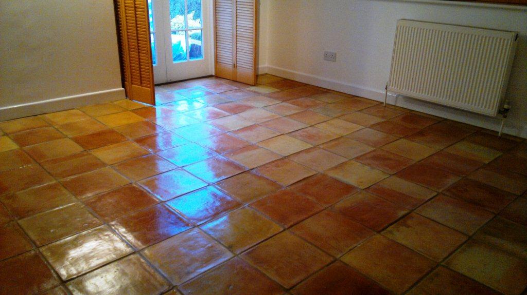 Terracotta Tiled Floor After Cleaning in Andover