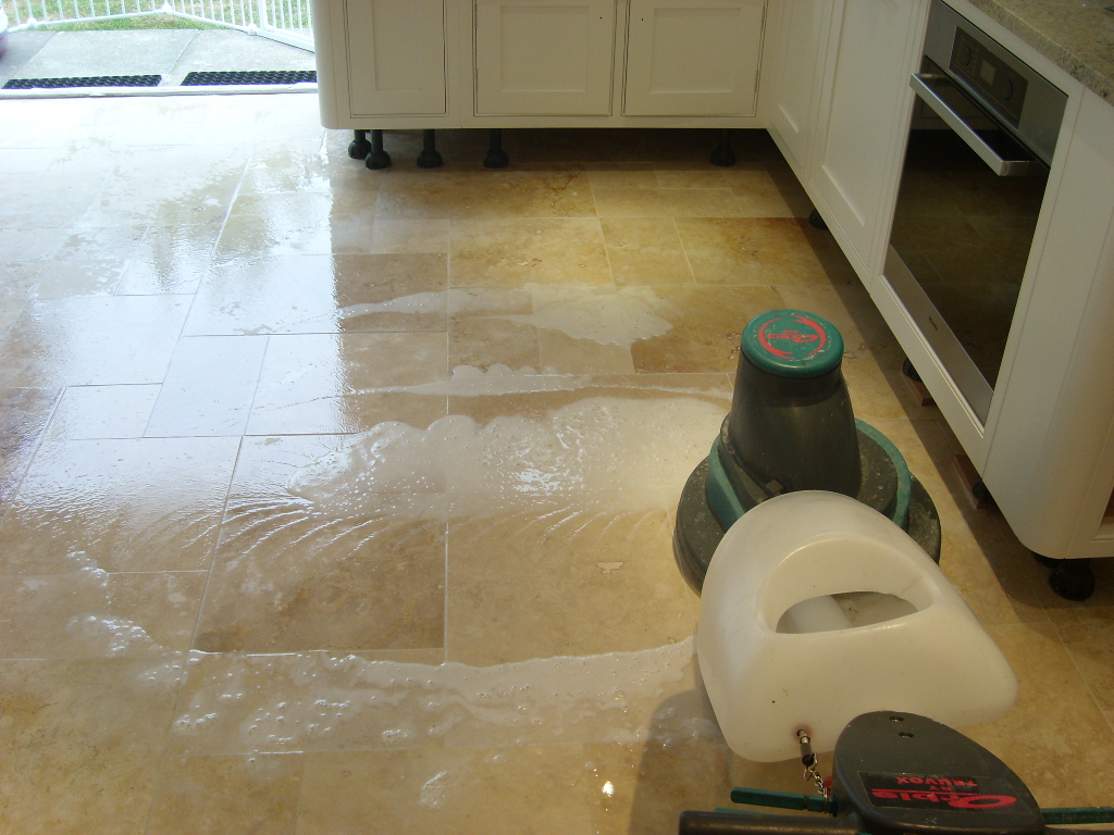 Cleaning Travertine Floor Tiles in Havant During