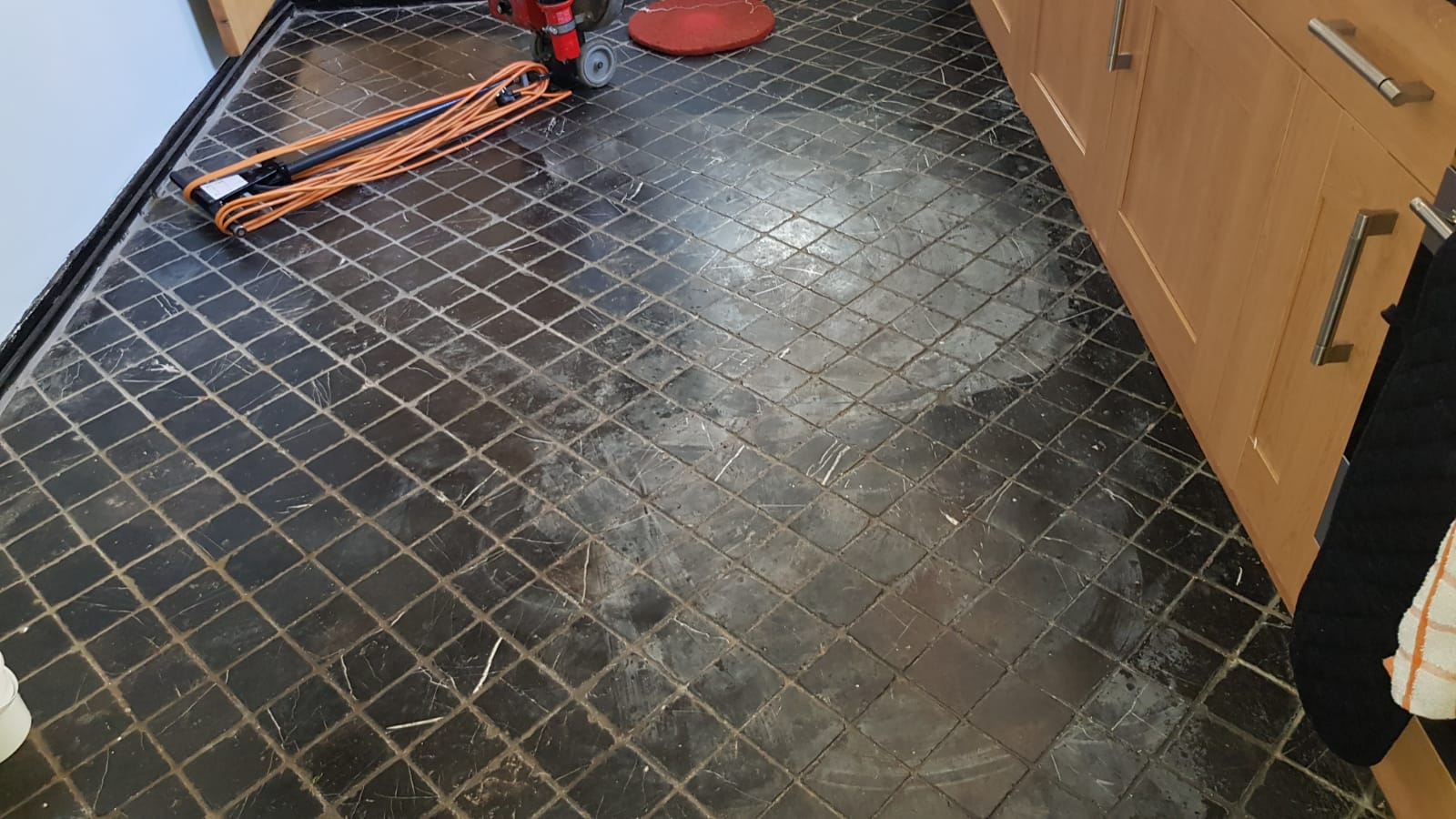 Acid Damaged Marble Kitchen Floor Restored in Winchester Tile